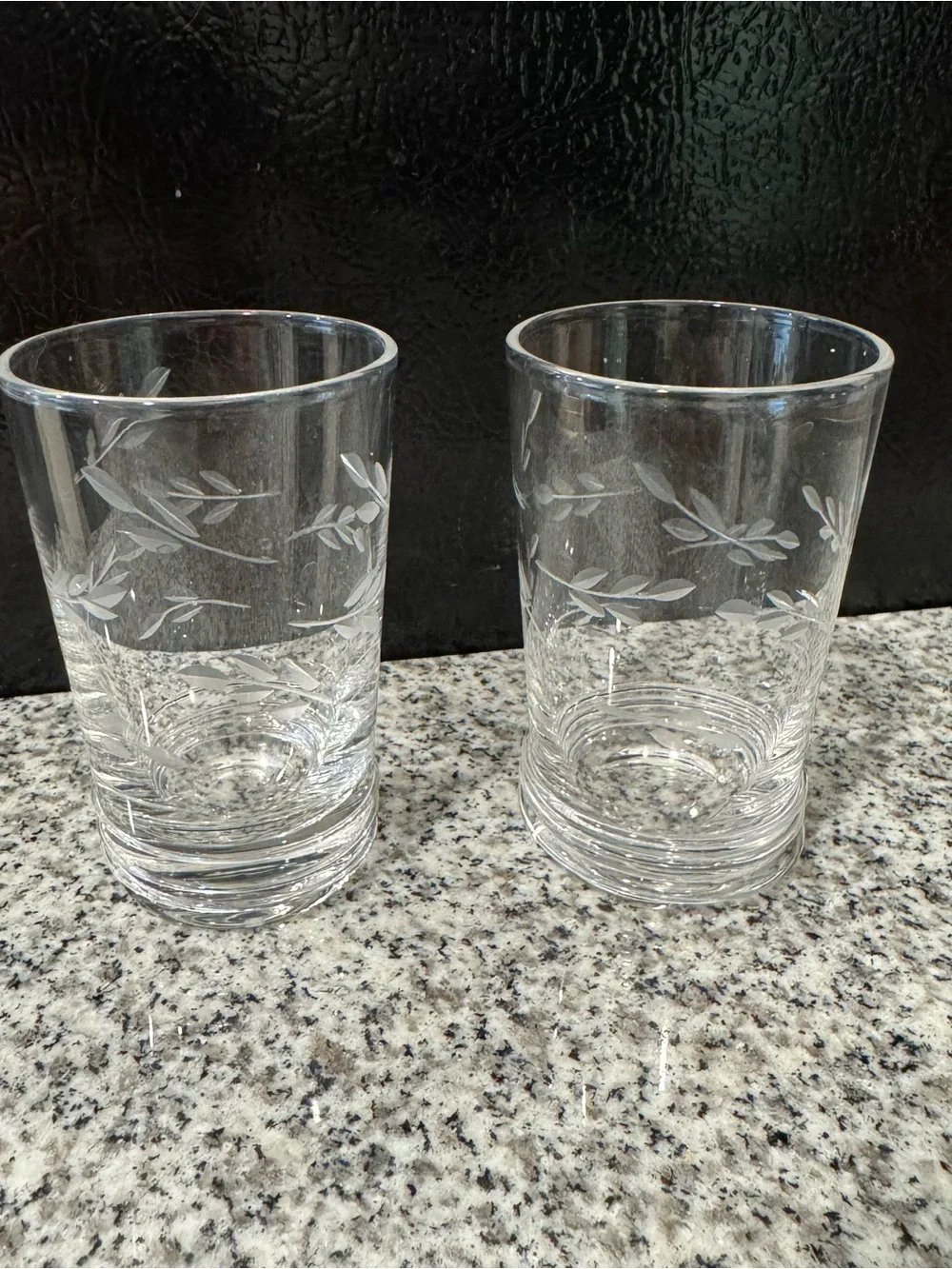 Clear Etched Glass shot glasses - Set of 2